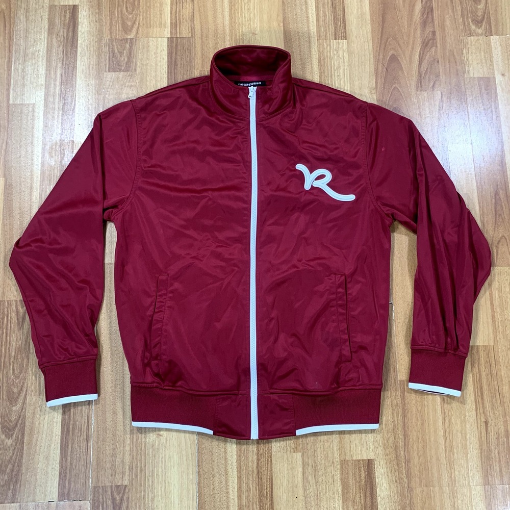 Rocawear Jacket Mens Medium Burgundy Track Full Zip Classic Embroidered Logo VTG